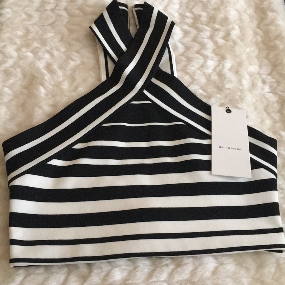 Bec & Bridge black and white striped top